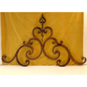 Top Of Gate Door Pediment Wrought Iron Transom 18th Style Lxv (122,5cm/77cm)