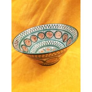 Large Conical Salad Bowl Turned Enamel Painted Robert Picault (1919-2000) Vallauris 1960/70