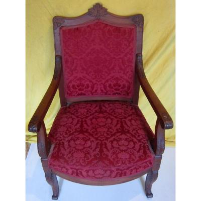 Fauteuil Restauration Empire Acajou Massif Palmettes 19éme