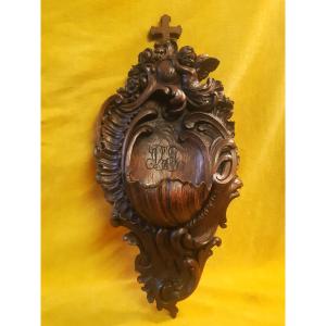 Grand Bénitier Chêne Sculpté St LXV Forêt Noir BRIENTZ 19éme