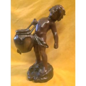Sculpteur Auguste MOREAU (1834-1917) « L’Enfant à la Cruche Cassée »PARIS.