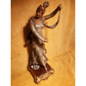 Polychrome Statuette Of A Young Woman By Vincent Désiré Faure De Brousse (1876-1908)