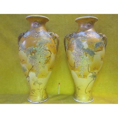 Vases Porcelaine Satsumas Japon Impériale Meiji 19éme