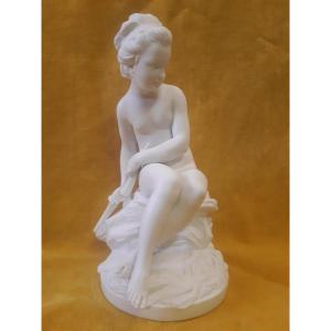 Biscuit Porcelain "psyche Hiding Cupid's Bow" After E.m. Falconet (1716-1791) Sèvres