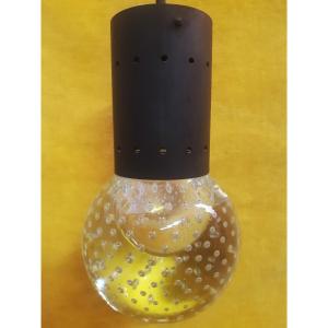 Suspension Plafonnier Boule Technique Bullée Murano Véronese Seguso Vintage 60-70
