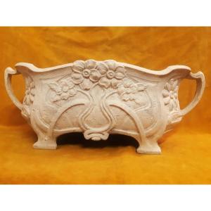 Jardinière Fonte Art Nouveau « 1900 » Patinée Ancienne pour Extérieur Intérieur