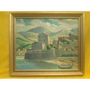 Marine Postimpressioniste COLLIOURE "La Cité des Peintres"Château Royales et Port de R.PAVARD
