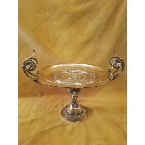 Large Pedestal Bowl, Ansée, Gilded Bronze, Centerpiece, Napoleon III, 19th Century