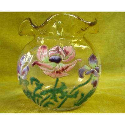 Art Nouveau Enameled Vase St Legras Monjoye Expo Paris 1900