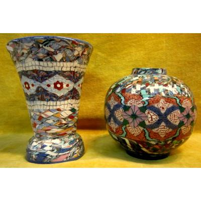 vase  Mosaïqué  Africaniste St Art Déco Jean Gerbino Vallauris 