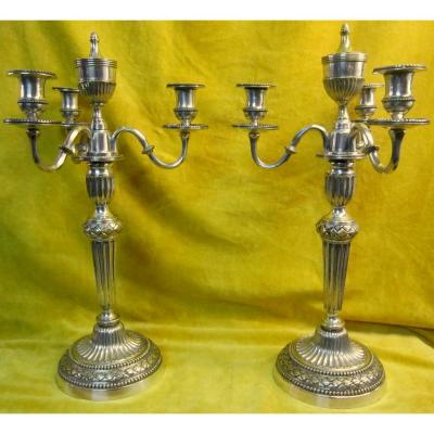 Large Candelabra Candlesticks Cassolettes St Lxvi Silver Bronze 4 Lights