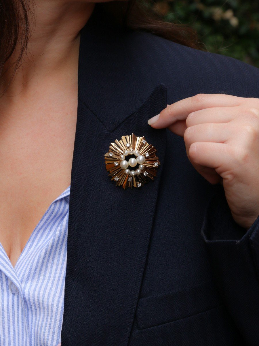 Broche Ancienne CCB - Forme Soleil - État Bon - Vintage