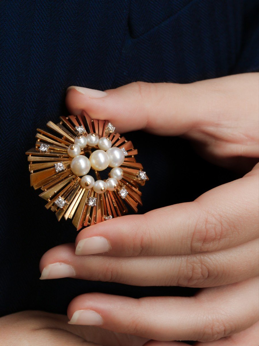 Broche Ancienne CCB - Forme Soleil - État Bon - Vintage
