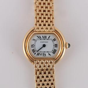 Yellow Gold Cartier Lady's Watch, Ellipse Model 