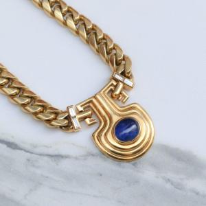 Bvlgari Vintage Gold, Diamonds And Sapphire Cabochon Necklace