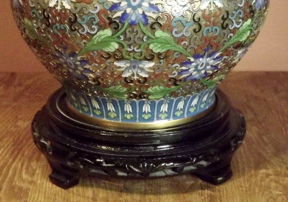 Covered Pot In Cloisonné Enamel.-photo-4