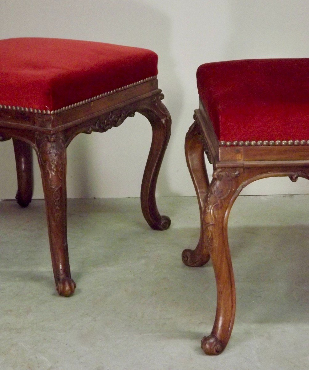 Pair Of Natural Wood Stools, 18th Century Italy.-photo-3