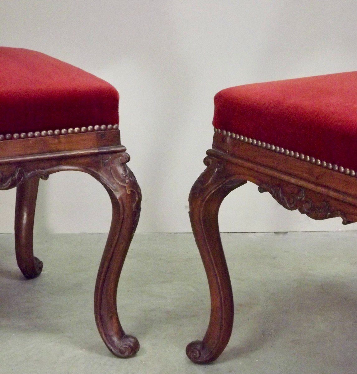 Pair Of Natural Wood Stools, 18th Century Italy.-photo-2