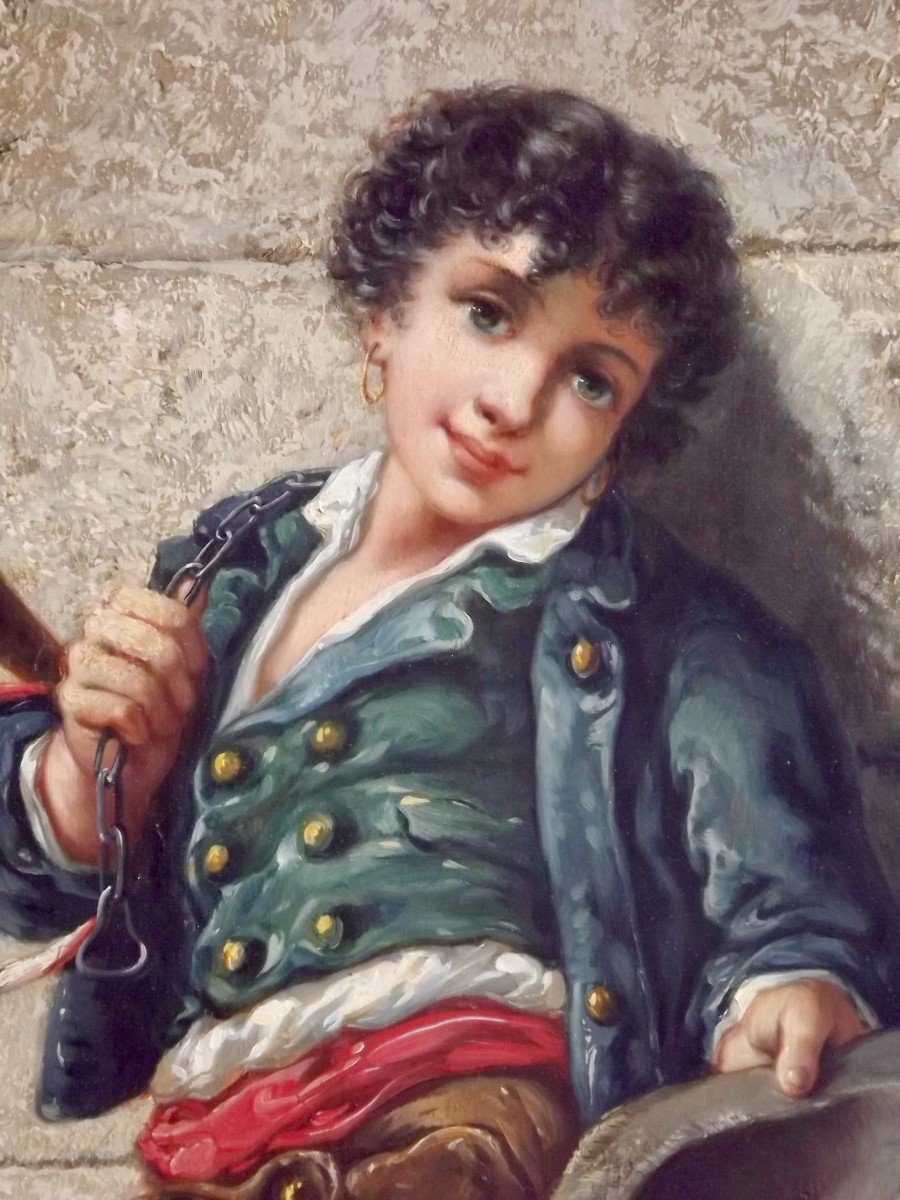 Jeune troubadour et son singe, XIXème.-photo-2