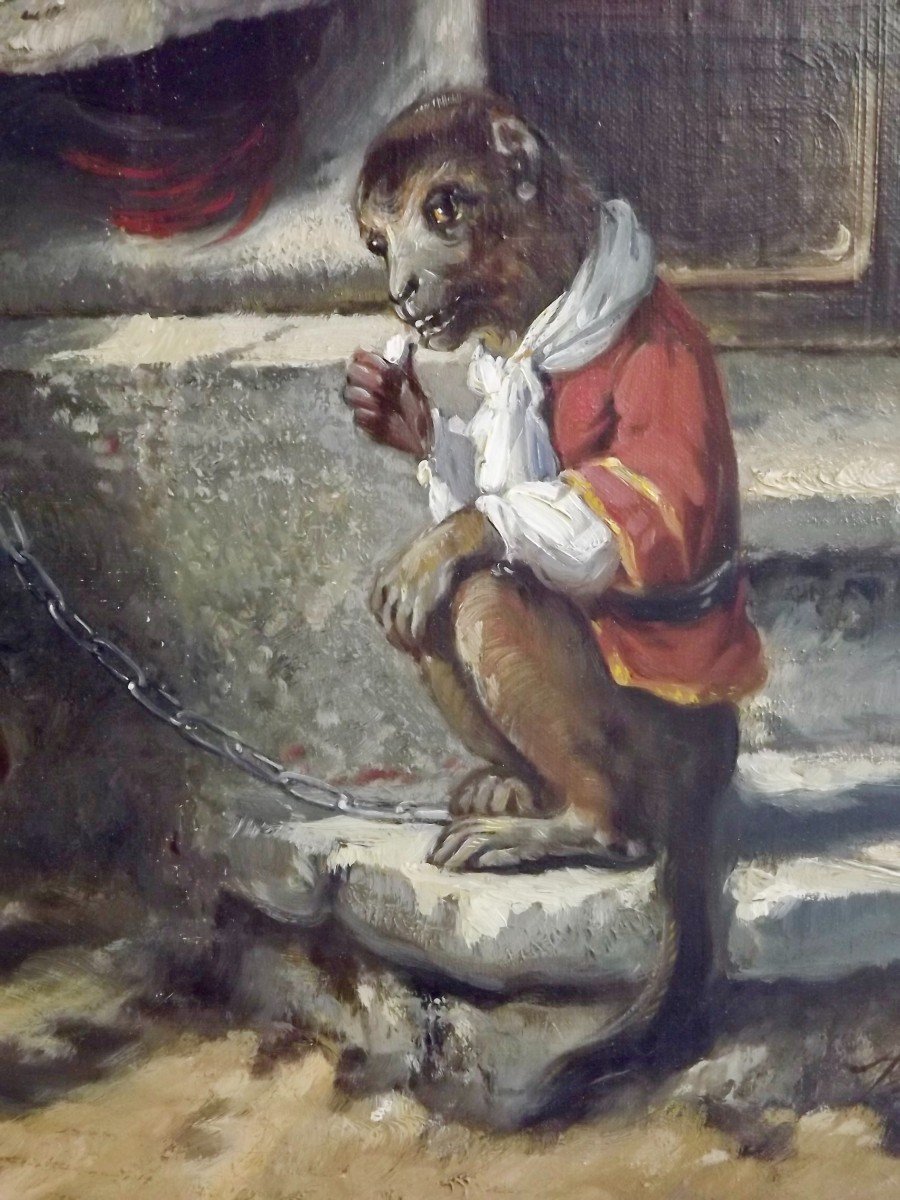 Jeune troubadour et son singe, XIXème.-photo-4