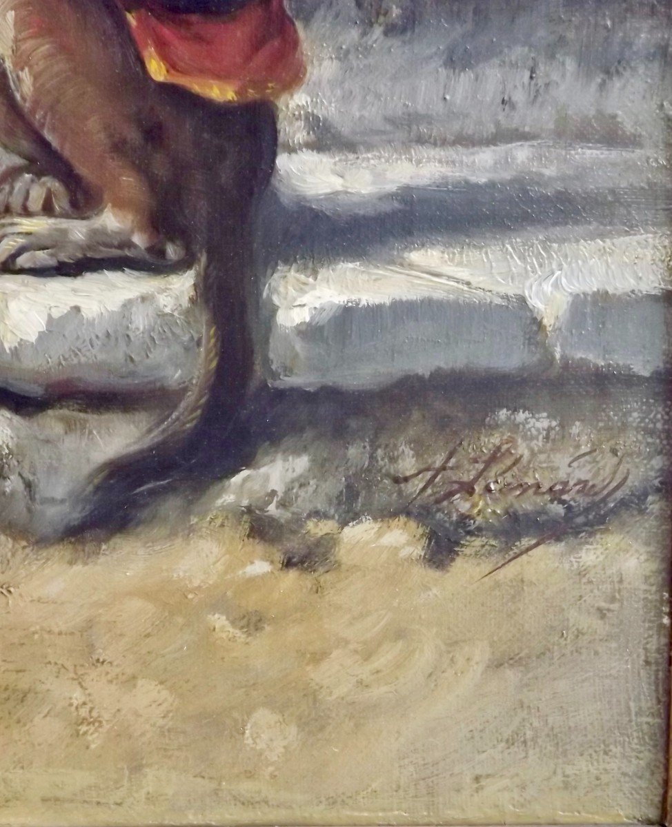Jeune troubadour et son singe, XIXème.-photo-3