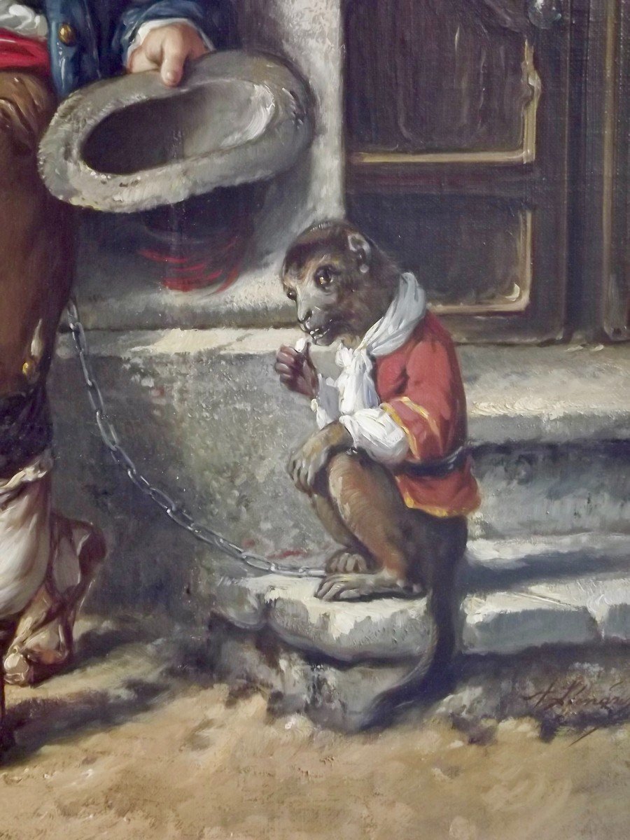 Jeune troubadour et son singe, XIXème.-photo-6