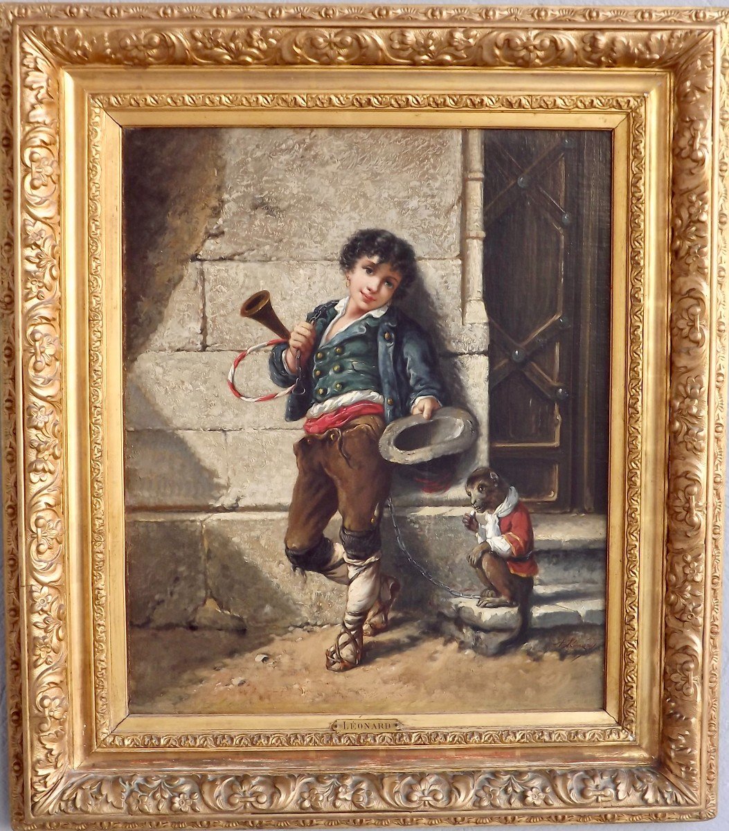 Jeune troubadour et son singe, XIXème.
