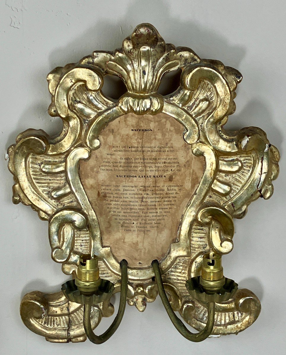 Paire d'appliques en bois doré XIXème siècle.-photo-1