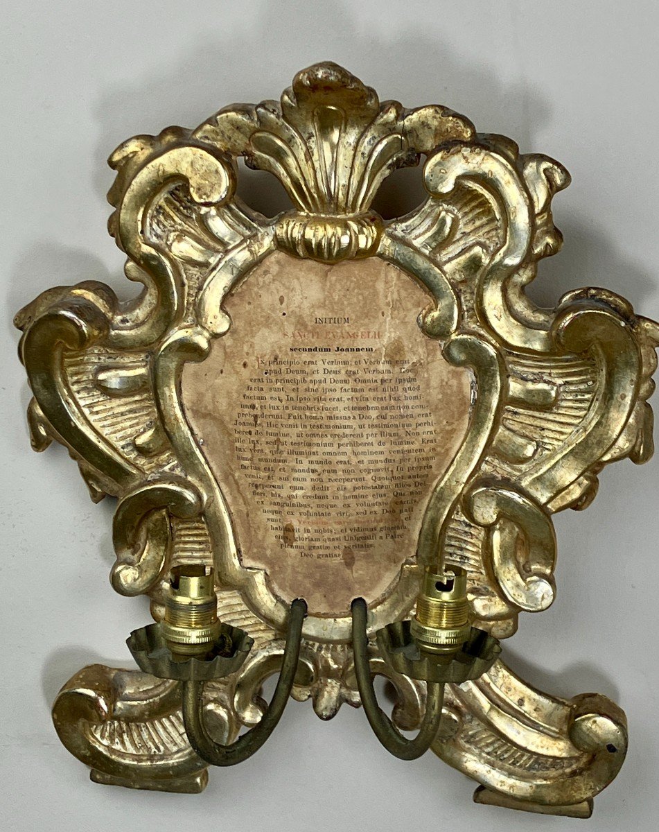 Paire d'appliques en bois doré XIXème siècle.-photo-3