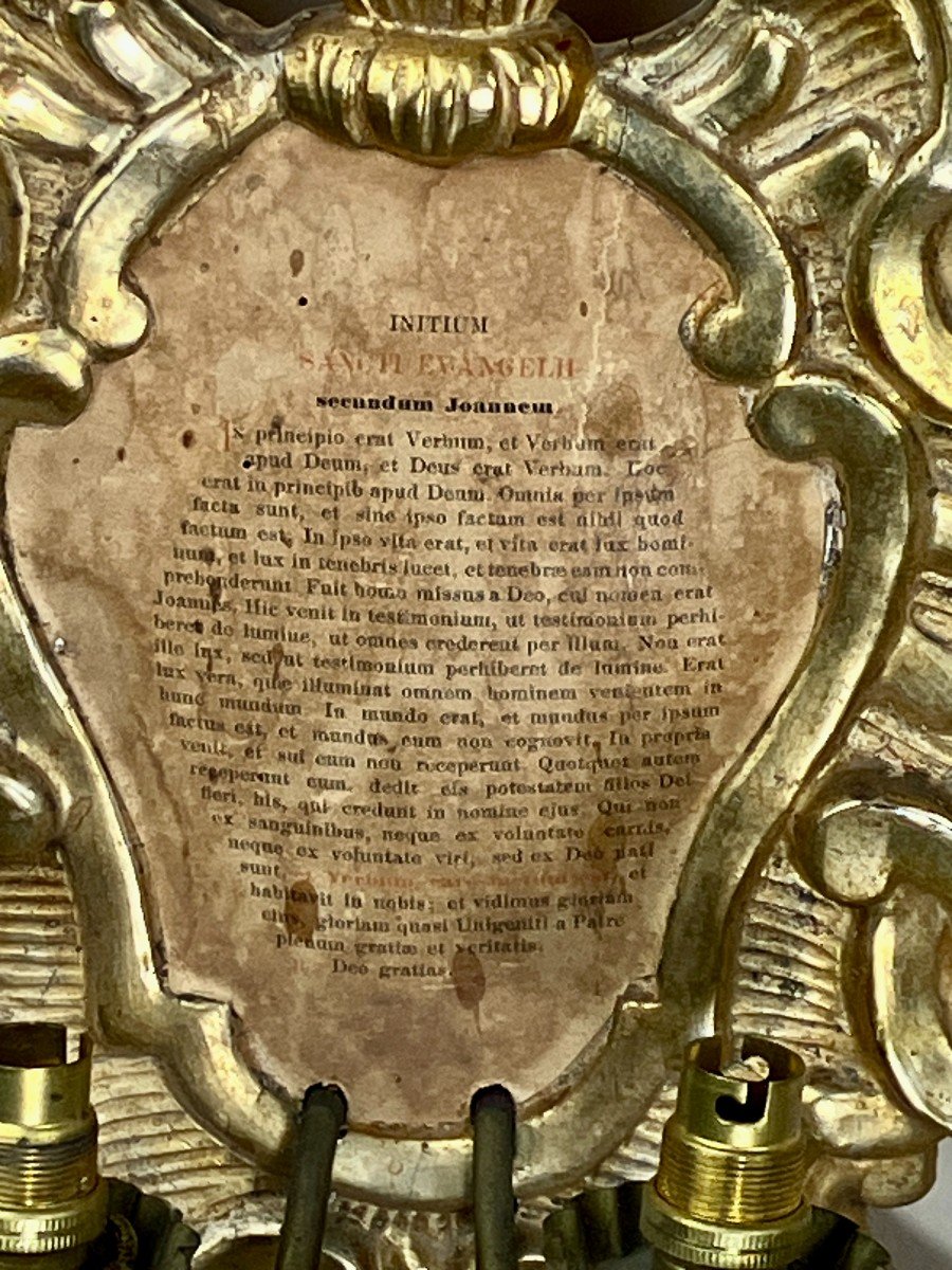 Paire d'appliques en bois doré XIXème siècle.-photo-4