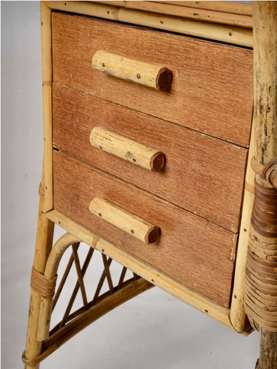 Desk And Its Rattan Chair Circa 1950.-photo-3