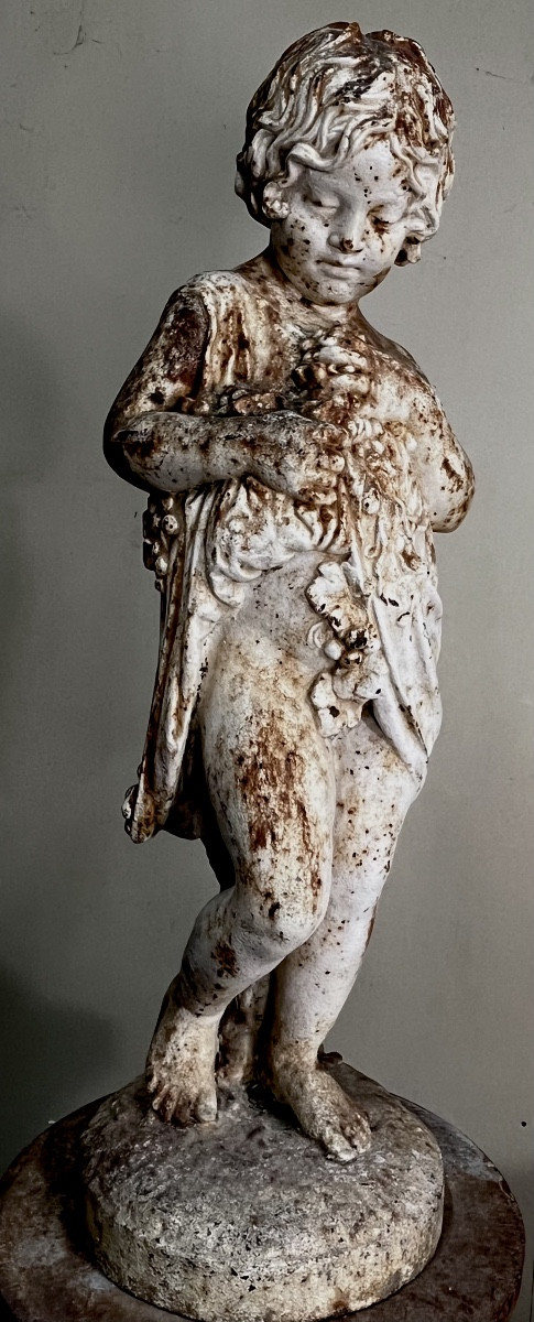 Statue en fonte « L’automne » sur son socle.-photo-2