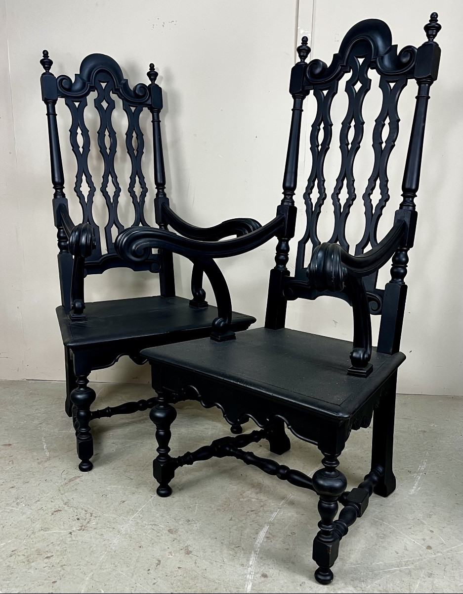 Pair Of Large Armchairs.19th Century Italy.