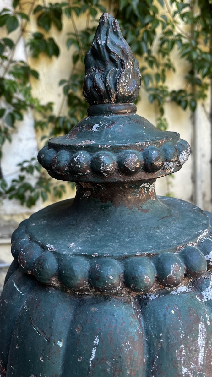 Paire de pots à feux en fonte du XIXeme-photo-7