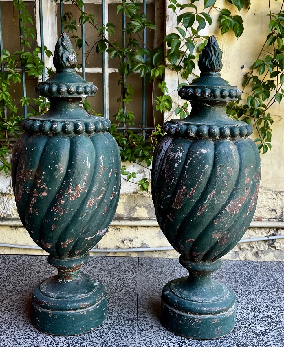 Paire de pots à feux en fonte du XIXeme
