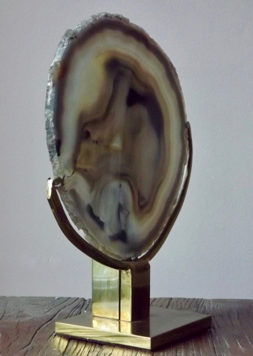 Agate And Brass Lamp By Willy Daro-photo-2