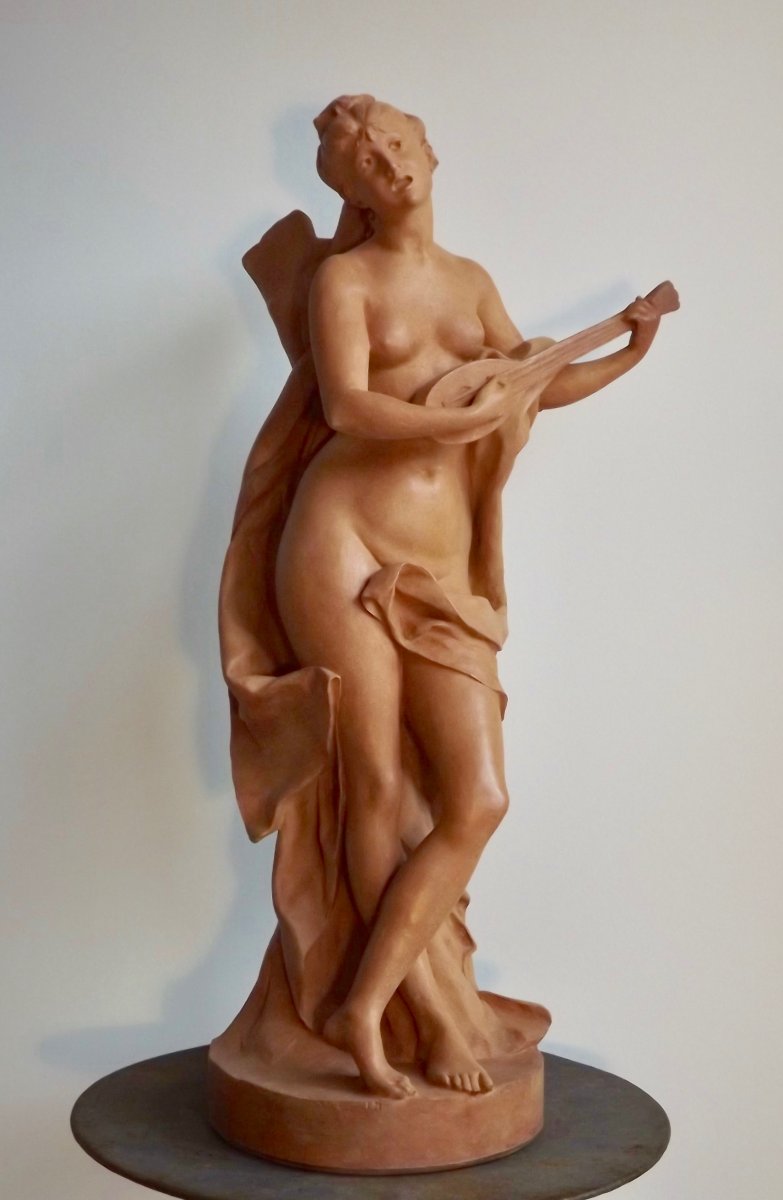 Terracotta Sculpture "the Mandolin Player"-photo-4