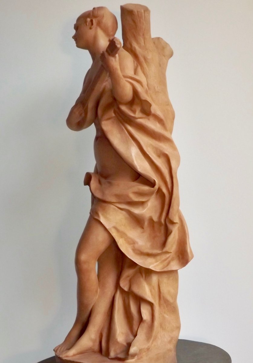 Terracotta Sculpture "the Mandolin Player"-photo-4