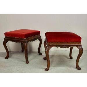 Pair Of Natural Wood Stools, 18th Century Italy.