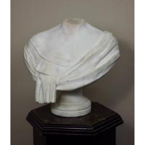 Headless Bust In White Marble.