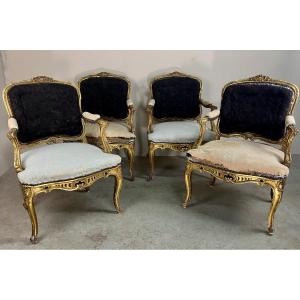 Suite Of Four Armchairs "à La Reine" Style Lxv.