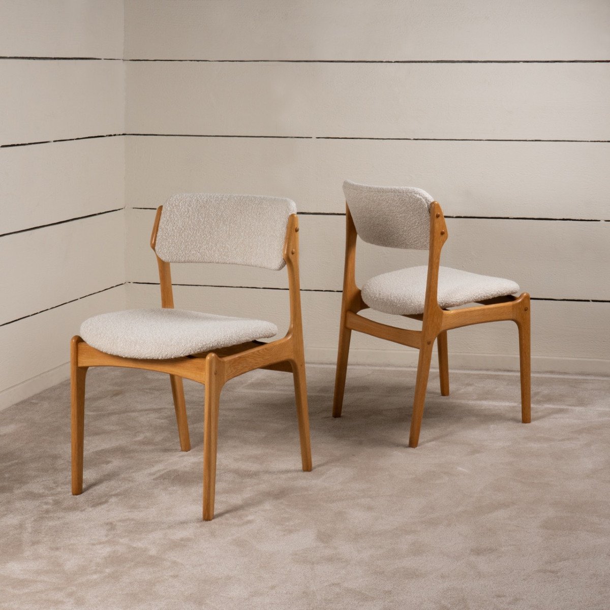 1960 Beautiful Set Of 4 Scandinavian Chairs In Light Oak-photo-2