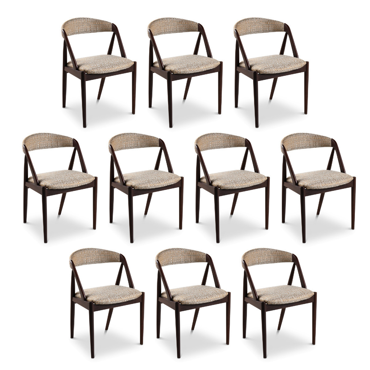 Set Of 10 Dark Teak Chairs By Kai Kristiansen
