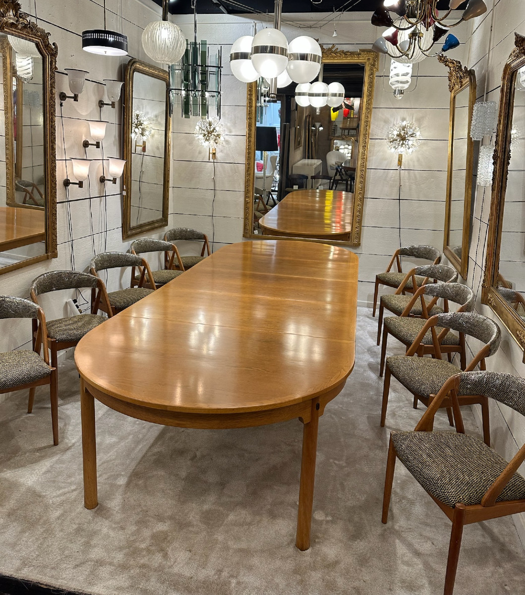 Très grande Table scandinave de 4 mètres en chêne clair 1960-photo-2