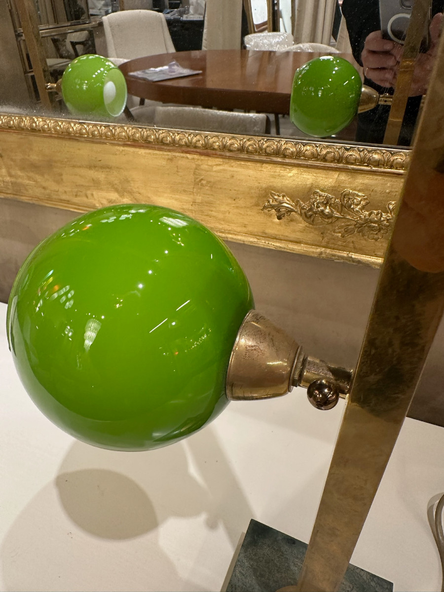 Paire de lampes en laiton doré et verre de Murano - Italie 1970-photo-4