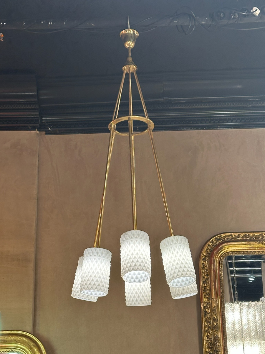 Élégant Lustre en verre de Murano - Italie 1970-photo-2