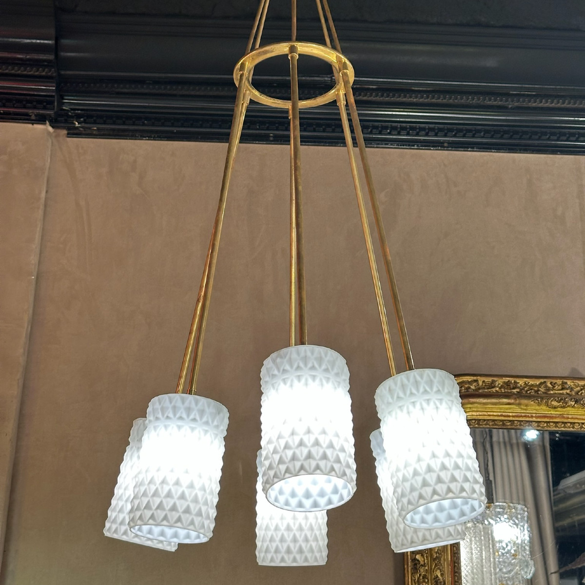Élégant Lustre en verre de Murano - Italie 1970-photo-4
