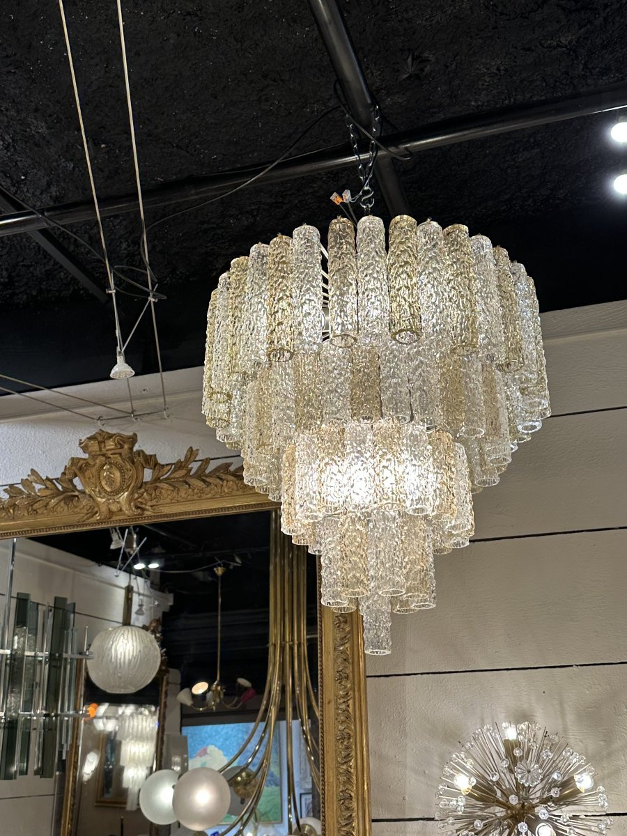 Cascading Chandelier In Two-tone Murano Glass, 1970-photo-3