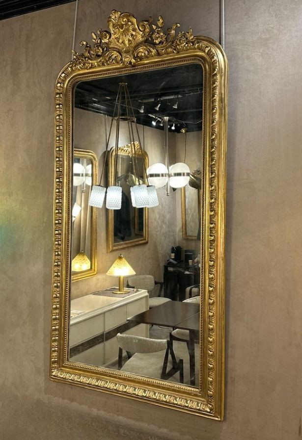Elégant miroir français en bois doré du XIXème-photo-4
