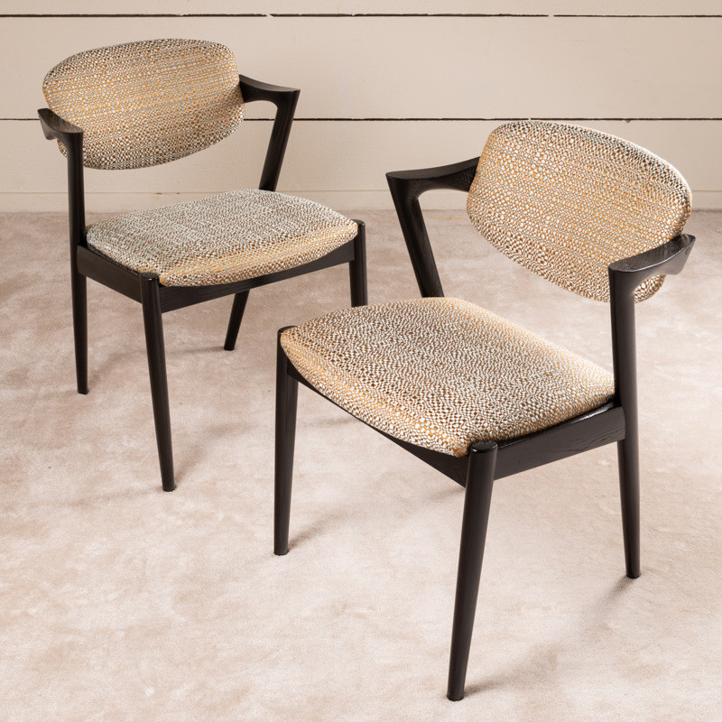 1960 Set Of 8 Scandinavian Black Oak Chairs-photo-3